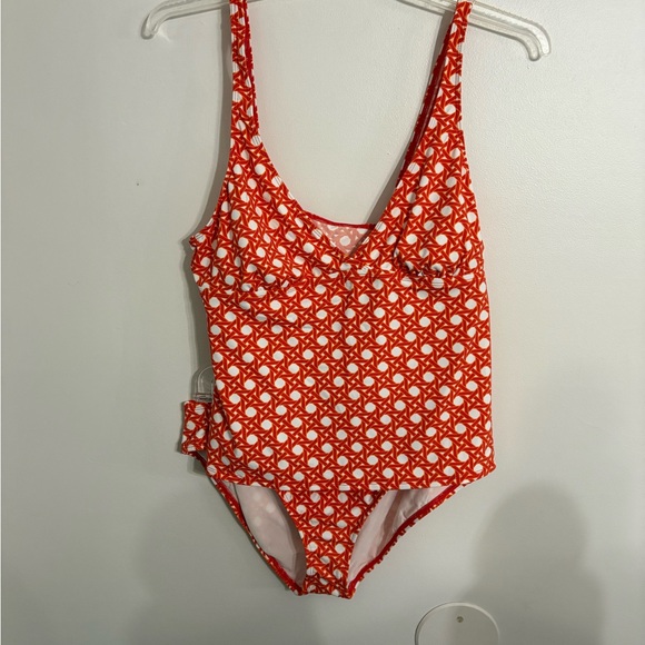 Talbots Orange and White Patterned Tankini & Bottom 2 Piece Swimsuit NWT SIZE 16